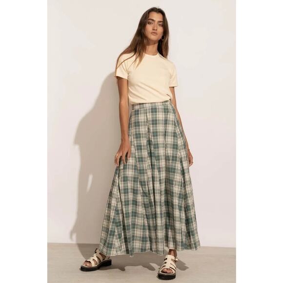 Bohme Sachi Plaid Skirt in Blue Green XL - Picture 5 of 6